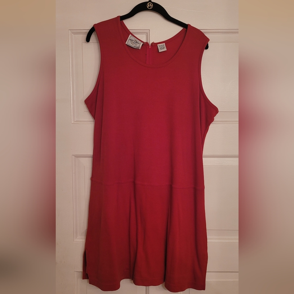 Vintage Just Class Soft Knit Skort Dress Sleeveless Red